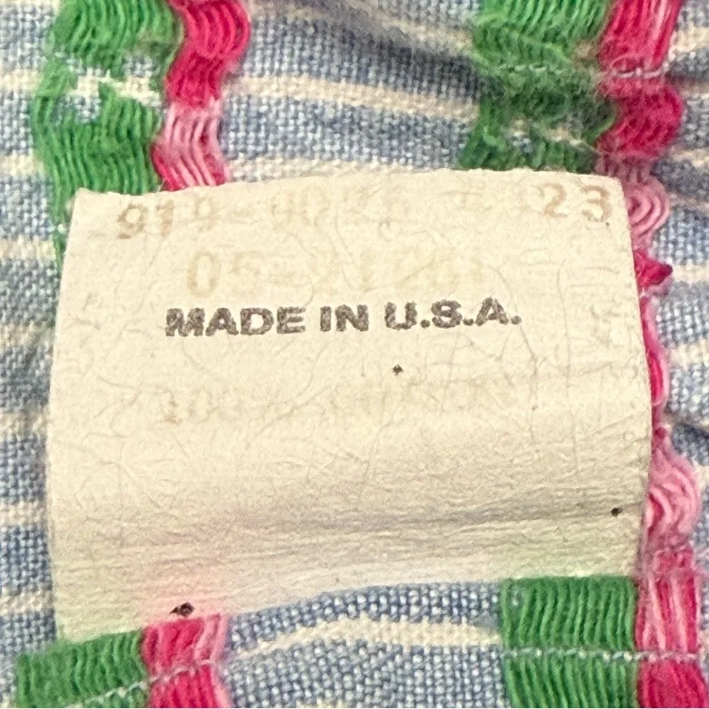 Vintage OshKosh Bgosh Girls 3T Striped‎ Seersucker Floral Jumper Dress Made USA